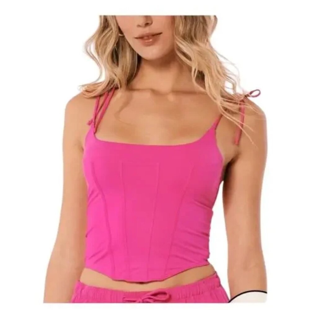 Gilly hicks tank top womens small bright pink micro corset crop top